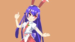 Reisen Udongein Inaba (touhou) b3d, touhou, pixeltexture, reisen, lowfi, blender, lowpoly, reisenudongein, inabareisen