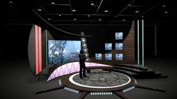 Virtual TV Studio Chat Set 11 green, tv, stand, studio, expo, set, news, truss, broadcast, stage, spot, ar, exhibition, television, virtualreality, fair, interiordesign, bbc, tvshow, stagelight, vizrt, cnn, virtualstudio, tvstand, orad, tricaster, tvstudioset, lighting, 3dsmax, design, interior, light