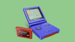 Gameboy Advance SP cg, pokemon, prop, retro, nintendo, realism, video-games, substancepainter, texturing, maya2018, 3dmodel, sketchfab, gameboyadvancesp