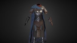 Heavy Armor Black Harbor Guard - Female Version armor, baking, medieval, shoes, boots, skyrim, cuirass, gauntlet, gloves, maya, 3d, texture, zbrush, modelling, cloack