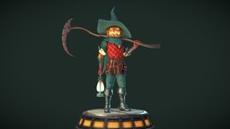 Pumpkin souls reaper figure, reaper, scythe, gamedev, scary, character, game, creature, monster, halloween, pumpkin, spooky, souls, horror, noai