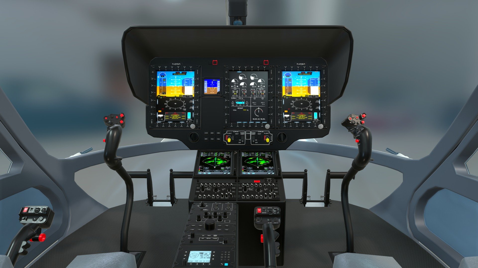 Cockpit view of an Airbus H145 Emergency helicopter.

Zoom out to reveal the entire helicopter.

Published by 3ds Max