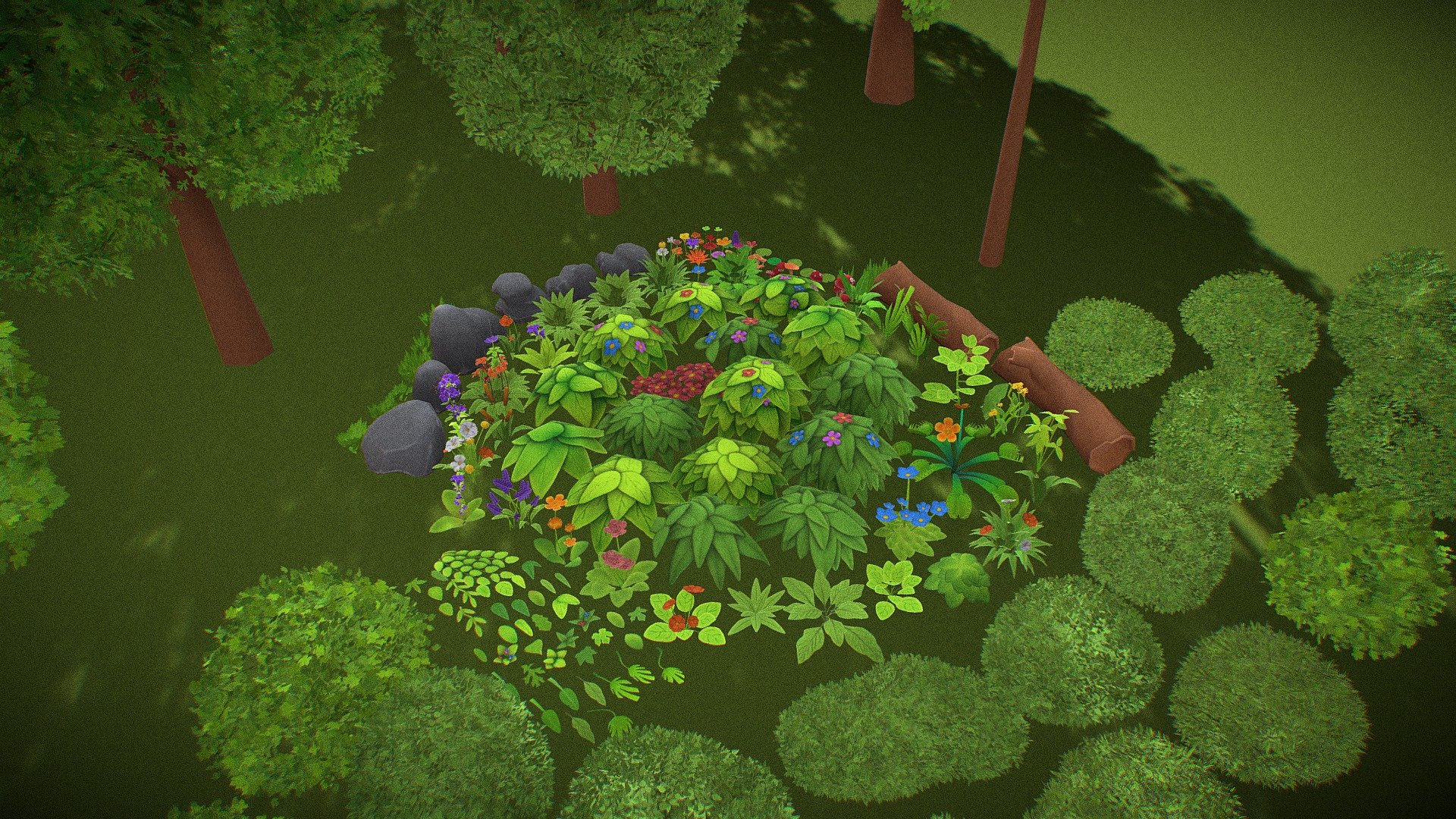 This package contains many plants and modular parts. The package includes 1 materials and is optimized for mobile games.