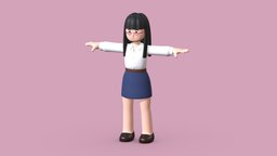 Minimal Woman Cartoon Character 1 body, minimal, cute, people, figure, woman, charactermodel, cartooncharacter, character, girl, cartoon, lowpoly, female, stylized, characterdesign, human, anime