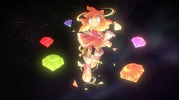 Super Amy Rose sky, power, cute, stellar, fun, sonic, hedgehog, rose, night, chaos, snes, emerald, galaxy, star, glow, gems, amy, sonicthehedgehog, chaosemeralds, amyrose, chaosemerald, handpainted, stair, lowpoly, super