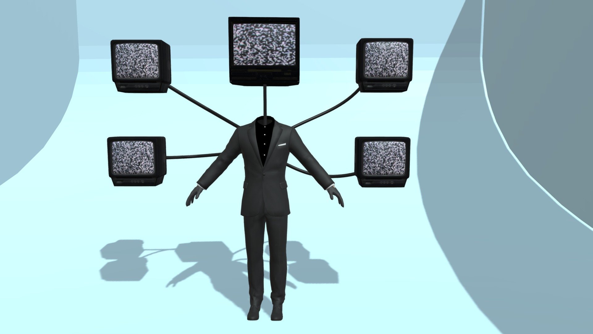 TVs man from skibidi toilet meme from youtube.
the model is fully rigged alonge with the TVs and ready to animate, be creative with it.
If you have any question don't hasitate to ask.
enjoy :)