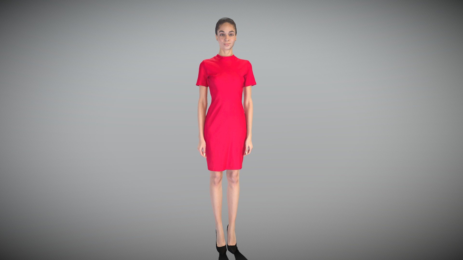 This is a true human size and detailed model of a beautiful young woman of Caucasian appearance dressed in little red dress. The model is captured in casual pose to be perfectly matching for various architectural, product visualization as a background character within urban installations, city designs, outdoor design presentations, VR/AR content, etc.

Technical specifications:




digital double 3d scan model

150k &amp; 30k triangles | double triangulated

high-poly model (.ztl tool with 5 subdivisions) clean and retopologized automatically via ZRemesher

sufficiently clean

PBR textures 8K resolution: Diffuse, Normal, Specular maps

non-overlapping UV map

no extra plugins are required for this model

Download package includes a Cinema 4D project file with Redshift shader, OBJ, FBX, STL files, which are applicable for 3ds Max, Maya, Unreal Engine, Unity, Blender, etc. All the textures you will find in the “Tex” folder, included into the main archive.

3D EVERYTHING

Stand with Ukraine!
