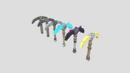 Pickaxes materials, pickaxe, blockbench, minecraft