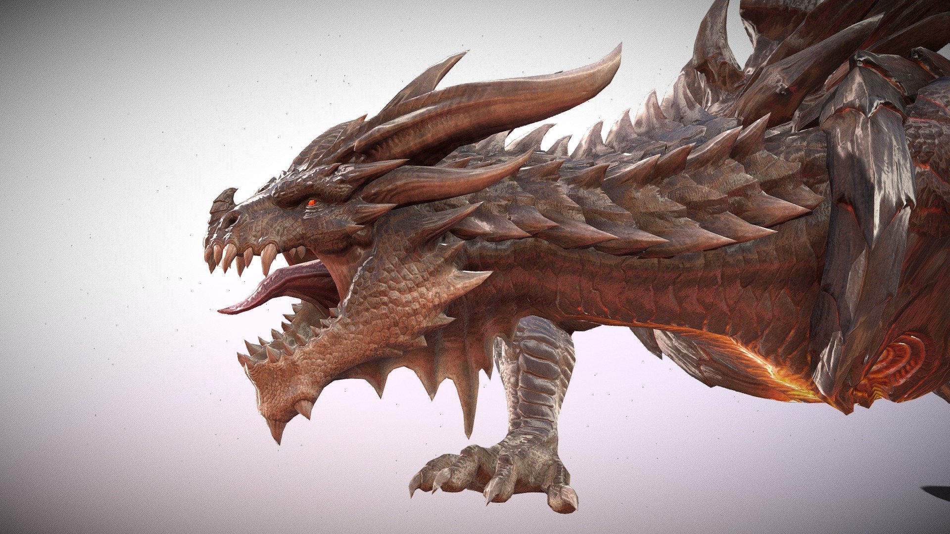 Boss Hell Dragon Animated Run cycle in fbx file format