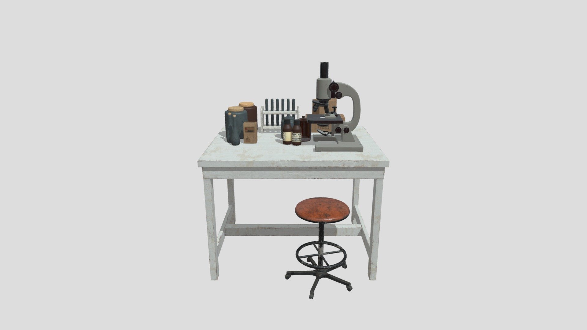 Highly detailed 3d model of lab props with all textures, shaders and materials. This 3d model is ready to use, just put it into your scene.