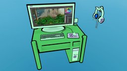 Computer (Cartoon) computer, z, socket, usb, pattern, headphone, generation, plug, gen, hdmi, sockets, cartoon, blender, texture, blender3d, keyboard