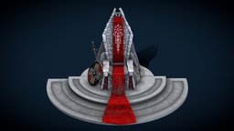 Viking Throne castle, red, bow, viking, medival, throne, enviroment, props, runes, game-ready, diploma, xyz, xyz-school, weapon, 3d, art, stone, sword, fantasy, steel, druft-punk