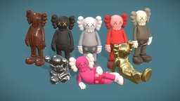 Kaws Low Polygon - Game Ready companion, red, clown, toy, vray, mouse, figure, unreal, xmas, mickey, christmas, silver, brown, pink, figurine, gray, arnold, lucky, disney, statue, realistic, photoreal, charm, authentic, luck, redshift, kaws, realistic-gameasset, unity, pbr, lowpoly, wood, black, gold, gameready, sketchfabw
