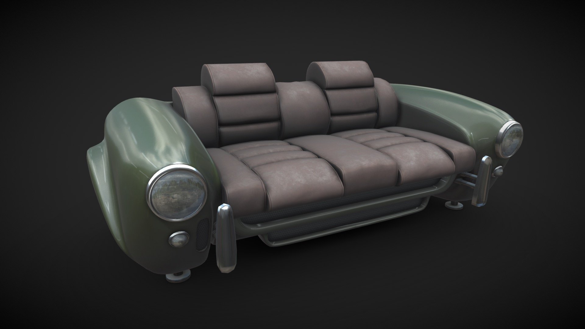 Vintage car sofa.
All parts unwrapped and baked.