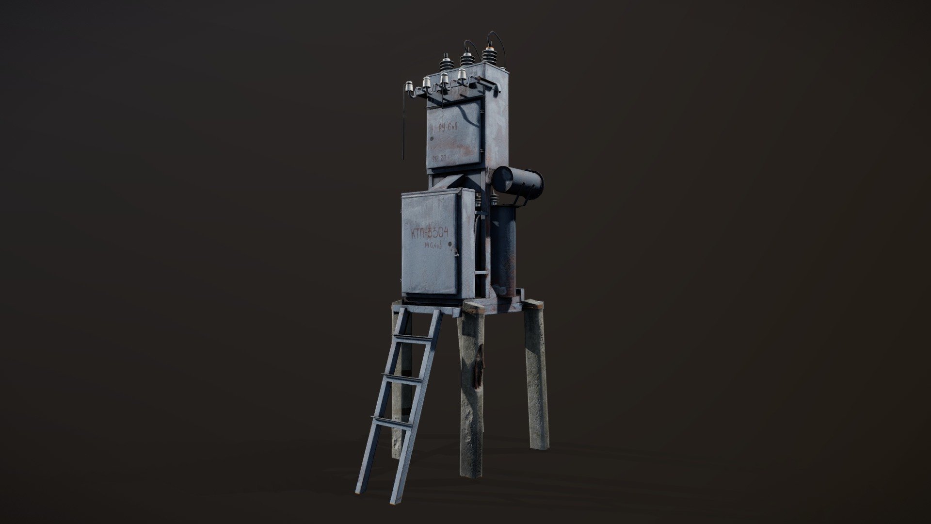 Soviet complete transformer substation (КТП).
18 897 polys,
10 143 verts,
4k PBR texture set (metalness)