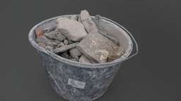 Rubble bucket archviz, archvis, 3d-scan, prop, photorealistic, junk, reconstruction, pitcher, props, realistic, authentic, wreckage, pail, scuttle, photoscan, photogrammetry, asset, game, gameasset, building, material, debrs