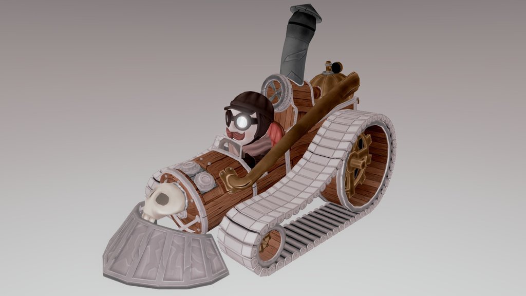 A cartoon character &amp; Vehicle; most of the texture was poly-painted on zBrush, while the modeling was quickly made on 3D Studio max.