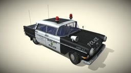 Police Car Stylized police, opel, vintage, retro, classic, cop, patrol, nypd, lapd, cartoon, car, city, stylized