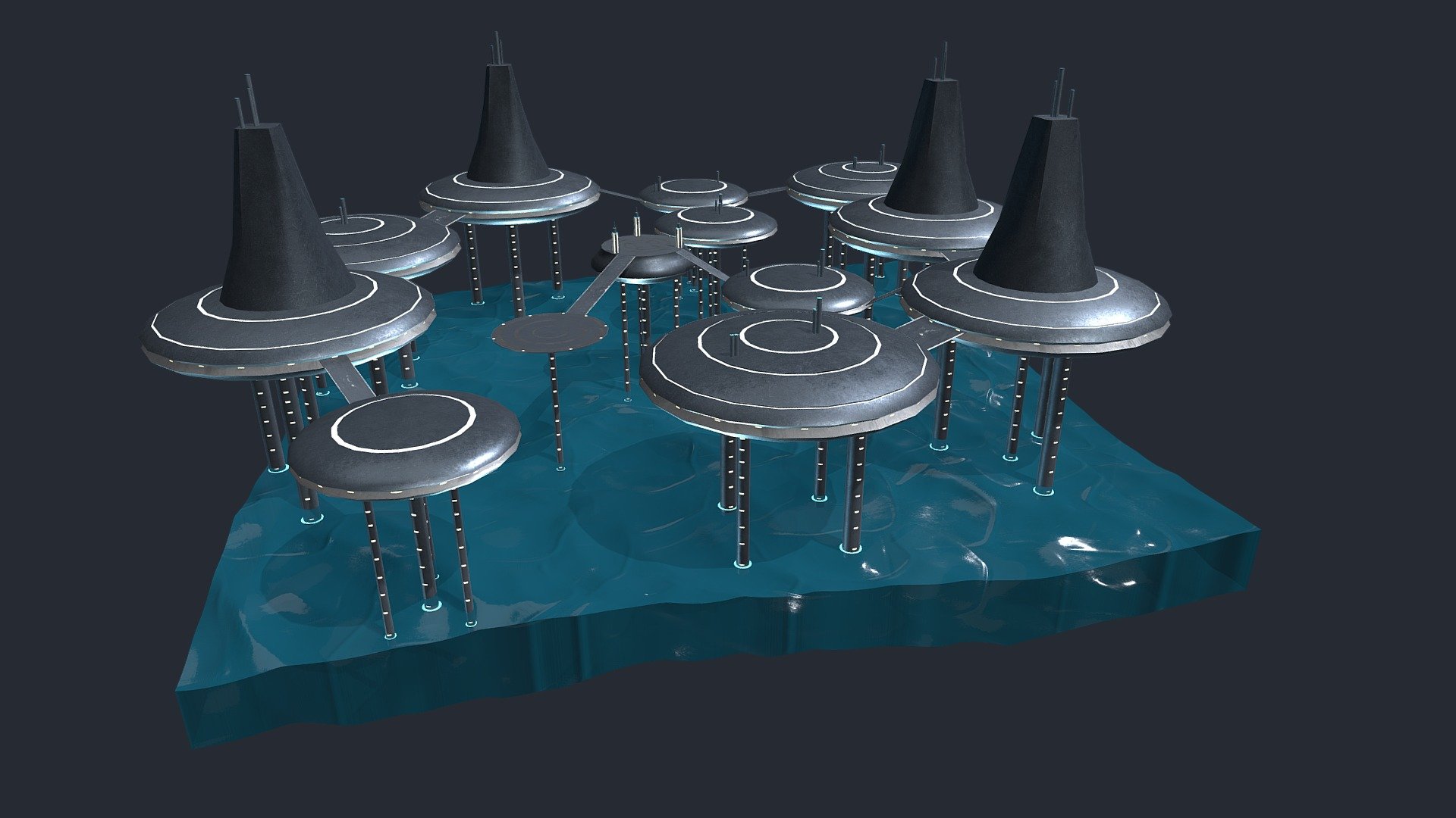 An animated 3D diorama of the planet, Kamino, from Star Wars. 
The modeling and animation was created using Maya.
The texturing was painted in Substance Painter.