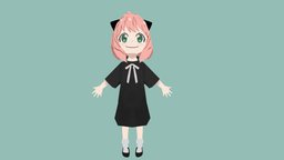 Anya Forger spy, cute, little, family, kawaii, anya, forger, character, low-poly, girl, lowpoly, fantasy, anime, spyxfamily, spyfamily, noai