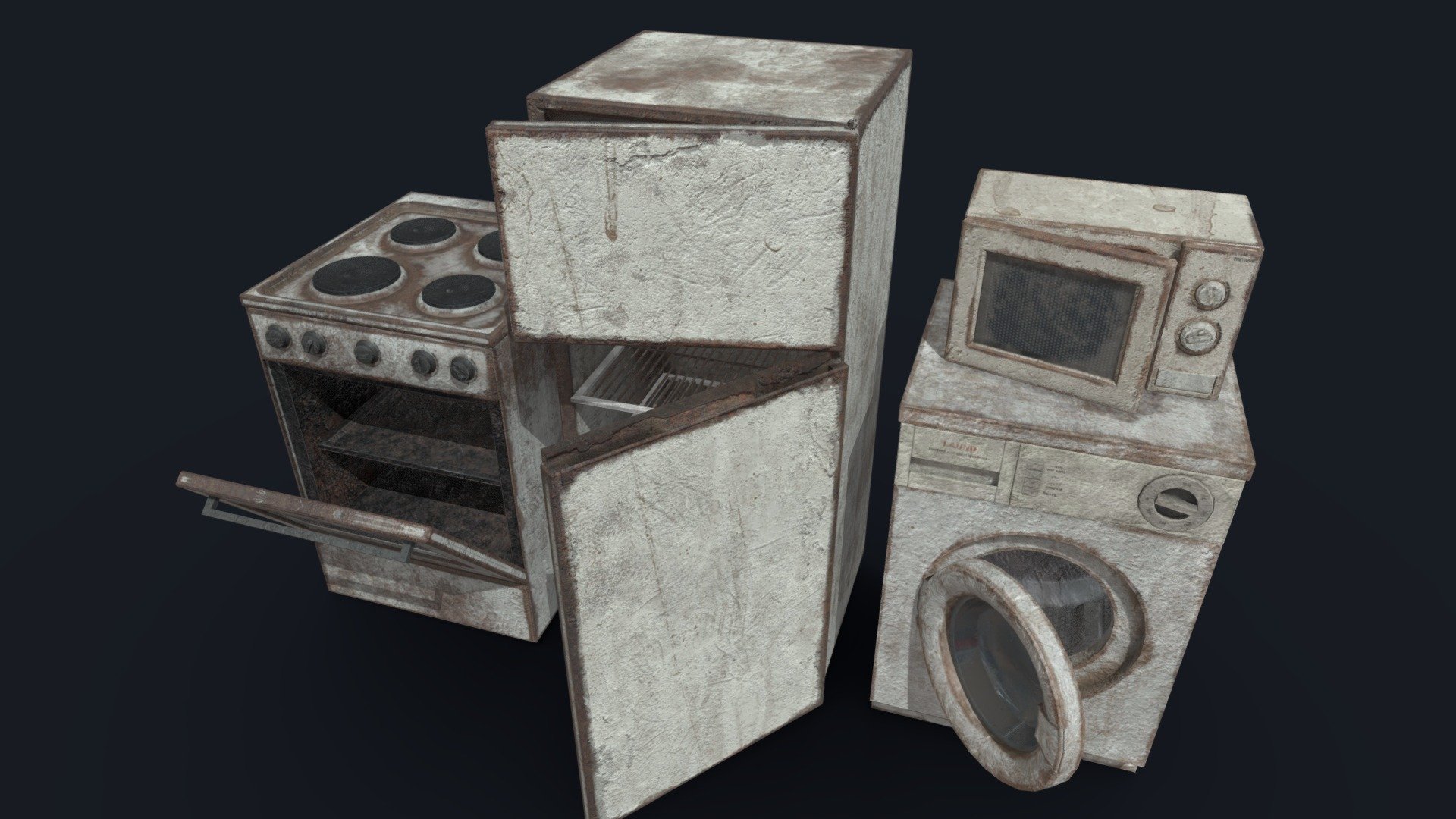 Old abandoned kitchen appliances. The low-polygon set is suitable for filling game scenes in the style of horror, post-apocalypse, and cyberpunk. Can also be used as trash in an urban setting.
Purchase:
https://www.artstation.com/a/24225173