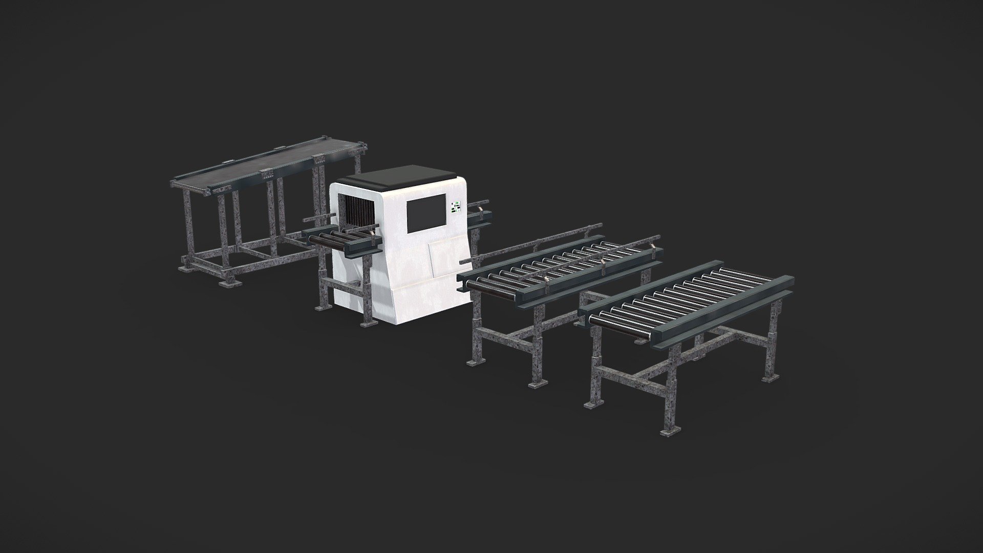 Industrial Conveyor belt system. Includes :




2 Striaght Conveyors with and without railing

Angled Conveyor Belt

Xray Conveyor Machine

Perfect for industrial warehouses, airports, factorys, global shipping monopolies, etc.

Includes PBR's