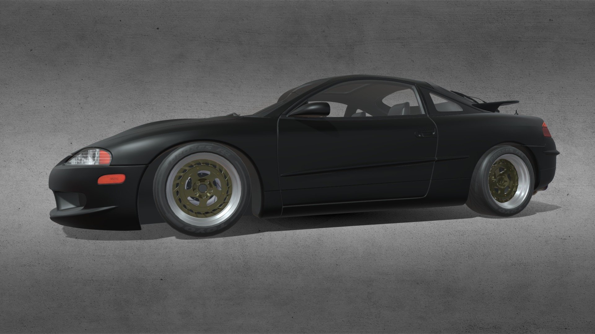 The Eagle Talon is a two-door 2+2, front-wheel drive (FWD) or all-wheel drive (AWD) hatchback coupé manufactured and marketed from 1989 until 1998 and sold by Eagle along with rebadged variants the Plymouth Laser and Mitsubishi Eclipse. Mitsubishi 4G63 engine. The TSi and TSi AWD models used the same engine but added an intercooled Mitsubishi 14b turbocharger producing 11.06 psi of peak boost from the factory, resulting in 195 horsepower (145 kW) on TSi AWD models. Model is included with all textures and interior. Free model for you Download Link here: https://bit.ly/3Ob7HSe