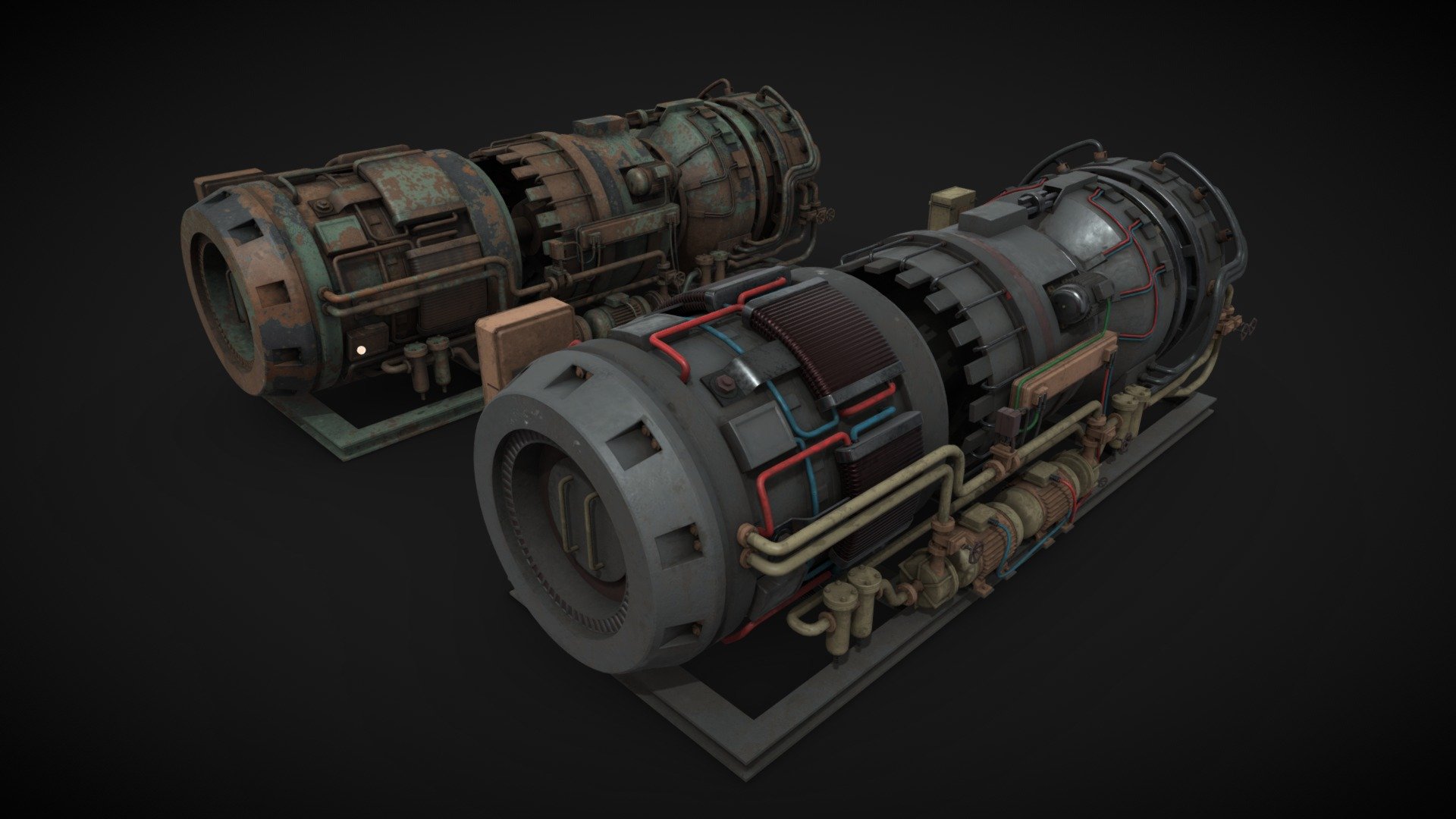 Machinery device for industrial visualizations 

Regular painted and rusted 

4k png PBR textures included 

Non overlapped UVs