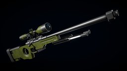 Stylized AWP sniper rifle rifle, scope, army, bullet, firearm, combat, weaponry, assault-rifle, sniper-rifle, awp, bolt-action-rifle, weapon, stylized, gun, war