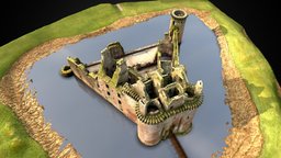 Caerlaverock Castle archeology, castle, grass, laserscanning, scotland, water, moat, dumfriesandgalloway, visitscotland, architecture, photogrammetry, uav, stone, 3dmodel, historicenvironmentscotland, noai