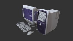 Old Desktop Computer computer, pc, desktop, furniture, oldschool, eletronic, old, low-poly, lowpoly, decoration, homework