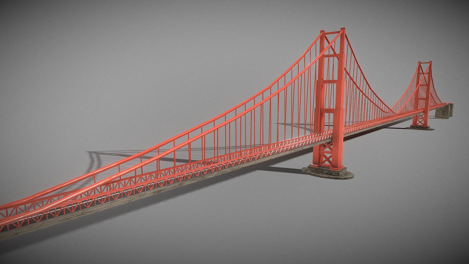 This is a beautiful Golden Gate Bridge. The Golden Gate Bridge is a suspension bridge spanning the Golden Gate, the one-mile-wide (1.6 km) strait connecting San Francisco Bay and the Pacific Ocean.

1 material with 2048 * 2048 textures.

Triangles: 28000 Vertices: 17700

(Viewer Setting above are just a preview and may vary drastically depending on your lighting and shading setup on the final application)

If you have any questions, please feel free to contact me.
 
E-mail: zhangshangbin1314159@gmail.com
