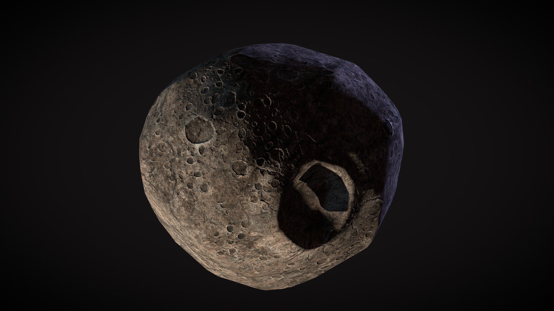 Low poly asteroid with high res maps.