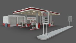 Gas Station 2 Low Poly gas, assets, oil, gasoline, pump, urban, road, petrol, diesel, fuel, town, station, auto, petro, benzine, unity, low, poly, car, city, shop, ue5