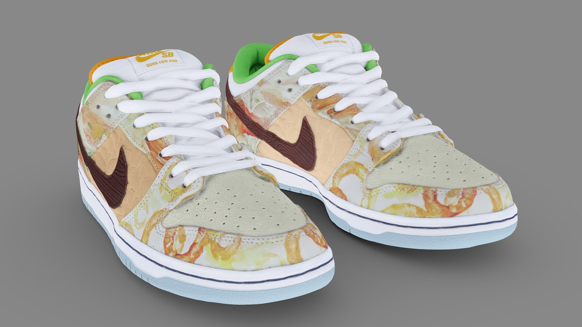 A Very Detailed scanned shoes with High-Quality .

The Mesh is UV unwrapped.

4096x4096 difuse map Texture Maps jpg format，in the compressed file rar.

The textures is lighting baked,the texture is uploaded to preview images.

File contains :

FBX .OBJ .stl.collada(dae).Maya2019,Difuse map Texture(jpg format).

If you want to change the colorway of the shoes, it is easy to do with photopshop. If you want to change the colorway or decrease the polycourt ,I am willing to do it.

This is a professional scanning agency, if you want any other shoes, Don't hesitate to tell me.It will helps a lot.we are available for custom shoes scan.

Don't forget to check my other sneakers,Have a nice day：）