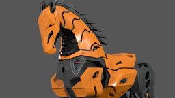 Sci-Fi mech horse mechanic, mech, future, sci, fi, animals, mechanical, droid, cyborg, horse, robot