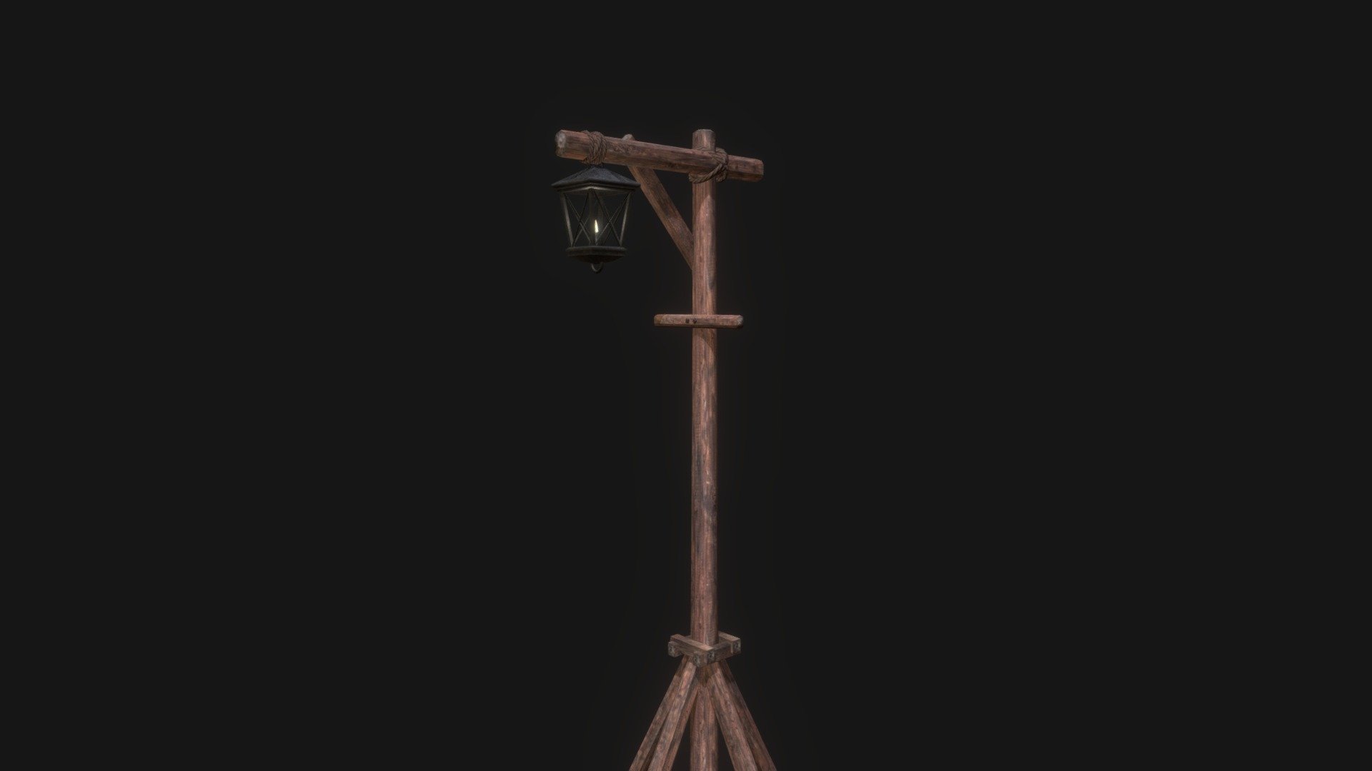 Medieval light pole, game asset. Lowpoly, UV mapped. 2k textures.