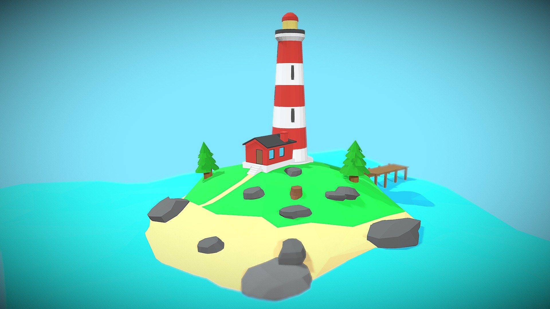 I thought why shouldn't I model a lighthouse and so I modeled it. You could use it for a game or a video if you like.