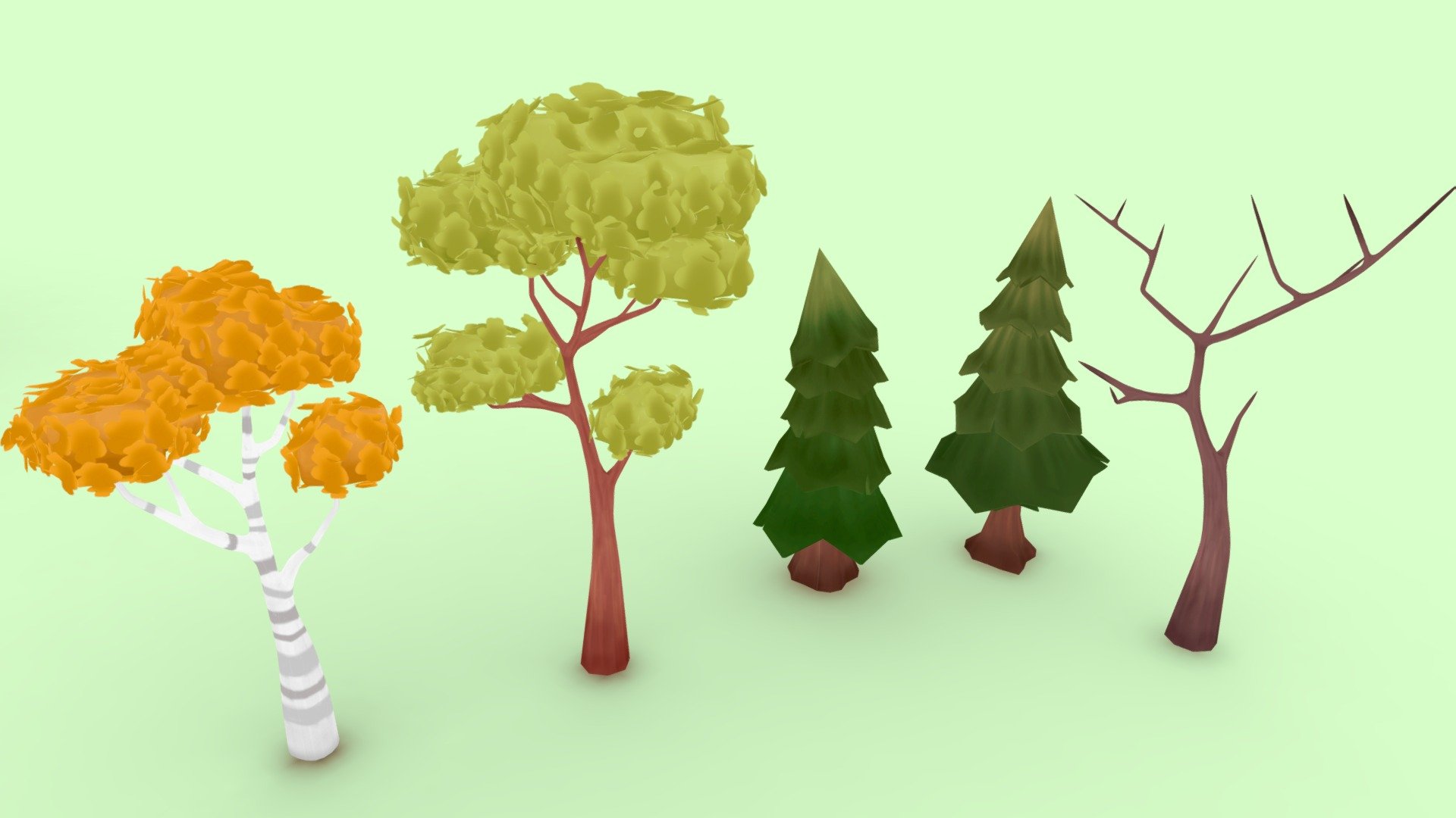 Pack of stylized trees with hand painted textures. The models are ready for you to create a beautiful forest :)