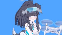 Blue Archive - Cheerleader Hibiki charactermodel, anime3d, girl, blender, 3dmax, bluearchive