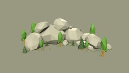 Rocks and trees tree, grass, desert, cave, fire, deserteagle, stone