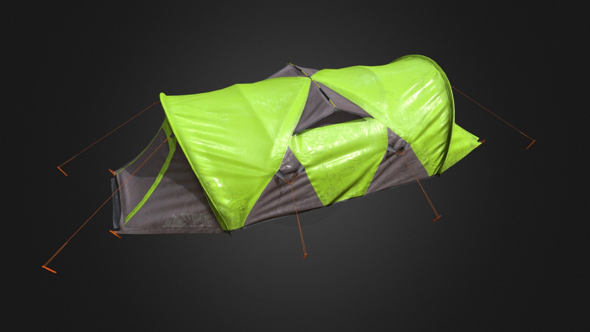 Wet Camping Tent is an optimized model with excellent texturing for best outcome.

The model has an optimized low poly mesh with the greatest possible number of simplifications that do not affect photo-realism but can help to simplify it, thus lightening your scene and allowing for using this model in real-time 3d applications.

In this product, all objects are ERROR-FREE. All LEGAL Geometry. Subdivisions are not required for this product. Real-world accurate model.


Format Type



3ds Max 2017 (Standard Material)

FBX

OBJ

3DS


Texture Type
2 multi/sub material used. So 2 set of textures of:




Diffuse

Specular

Glossiness

Normal

Ambient Occlusion

You might need to re-assign textures map to model in your relevant software

You might need to flip green channel of Normal map according to your relevant softwar