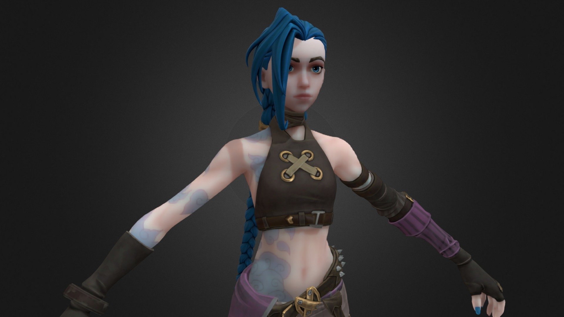 Jinx from Arcane in Fortnite Style

Arcane Jinx original character from League of Legends by Riot Games.
Models and textures made by Epic Games, inc; and its developers.

Needs: Blender 2.80+

Doesn't have IK or animations.