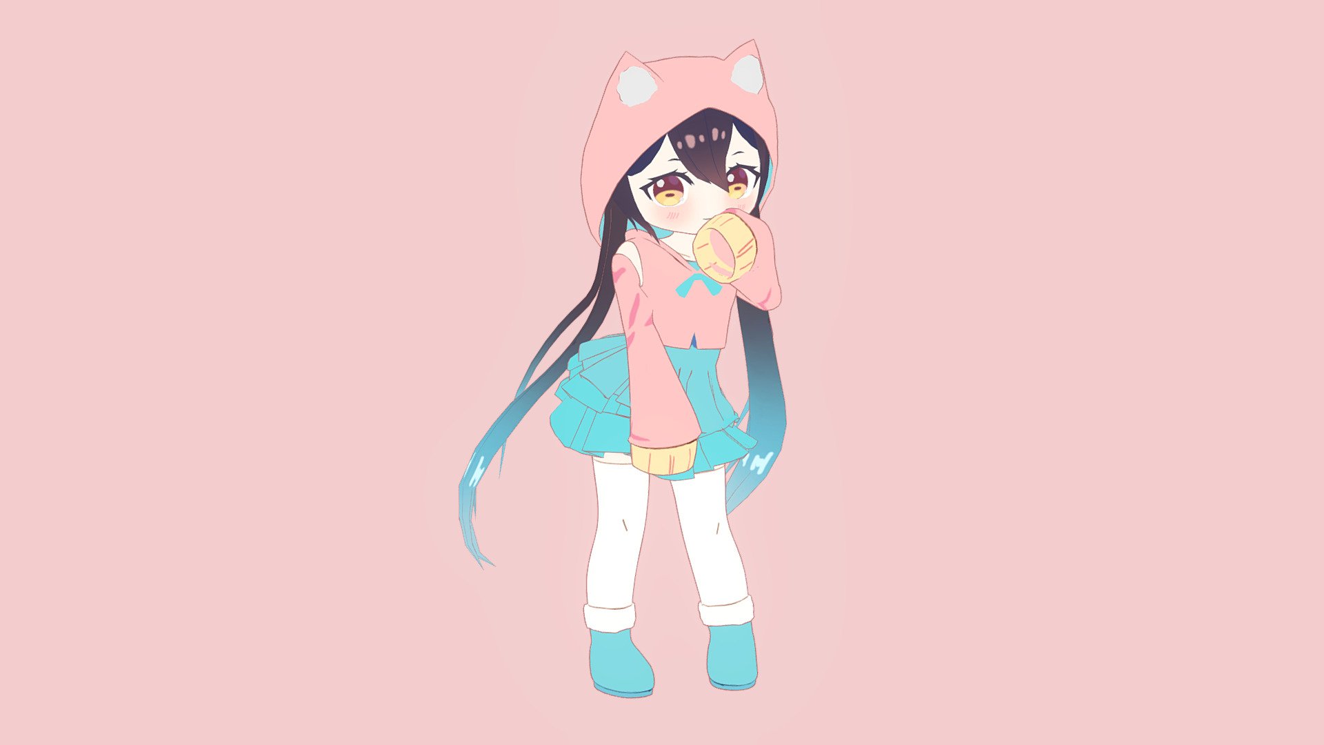 Practicing making chibi models based on 2D drawings. The character is fully textured and rigged so you can probably use it for games or animation. Credit to Hyanna Natsu for the reference drawing, link to their works below.
https://www.deviantart.com/hyanna-natsu/art/Video-Commission-Comfy-Neko-812782730