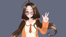 April, Teacher cute, glasses, teacher, animegirl, vrchat, vtuber, girl, blender, anime, vrm, vtubers