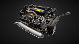 Porsche 911 SC Engine with 915 Gearbox porsche, 911, carrera, classic, detailed, engine, outlaw, substancepainter, blender, vehicle, car, gameready, restomod, backdate