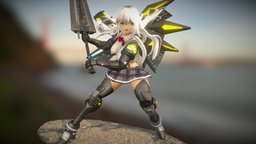 Battle Mecha Girl 01 mechanics, diorama, womancharacter, sci-fi-character, character, 3d-coat, blender, zbrush, posedcharacter