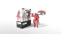Mechanoid [Brute Type] figure, army, 3dart, cgi, nendoroid_style, commission, rigged_model, pixel-art, modeling, 3d, voxel, stylized, 3dmodel, voxelart, magicavoxel