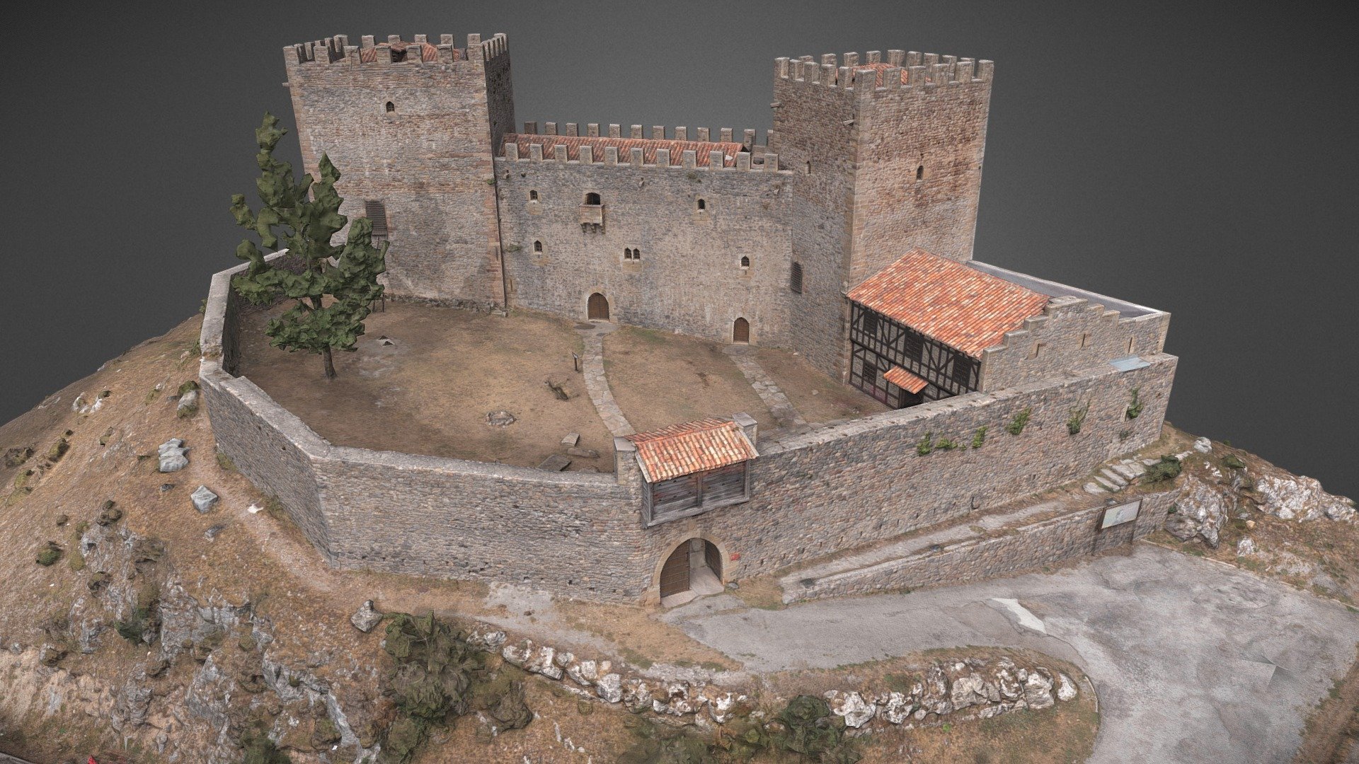 On a hill, and guarding the road that linked the coast with Castile through the Saja Valley, stands the Castle of San Vicente, in Argüeso, within the municipality of the Brotherhood of Campoo de Suso (South of Cantabria, Spain). It is a medieval fortification of military character and Gothic style, which represents the most outstanding and oldest example of rock castle in Cantabria.
Built during the XIII, XIV and XV centuries, it was the emblem and fortress of the lordship of the House of Mendoza in the highlands of Campoo.

Location -> Google Maps link