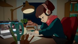 LO-FI STUDY GIRL ChilledCow #StudyGirlChallenge fanart, toon, challenge, toonshader, lofi, character, chilledcow, lofistudygirl